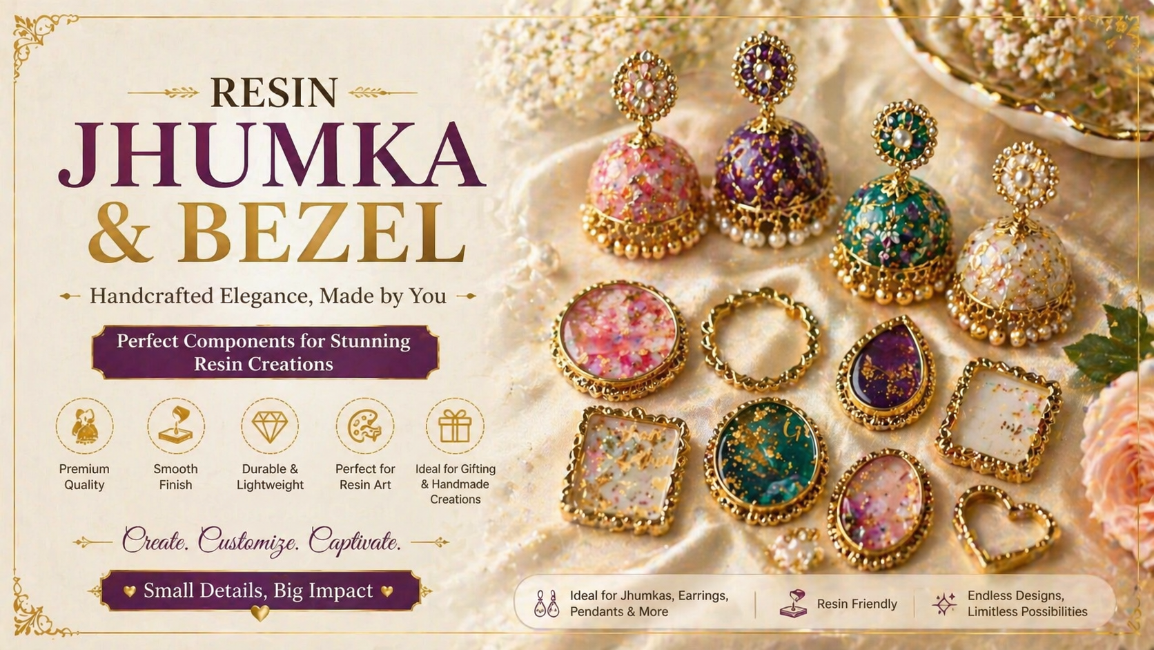 Resin Jhumkha and Bezel