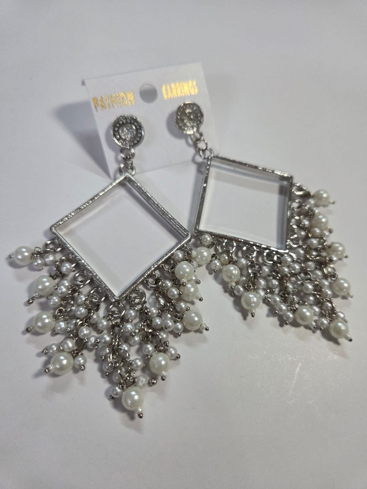 Square Chand Bali Jhumka silver