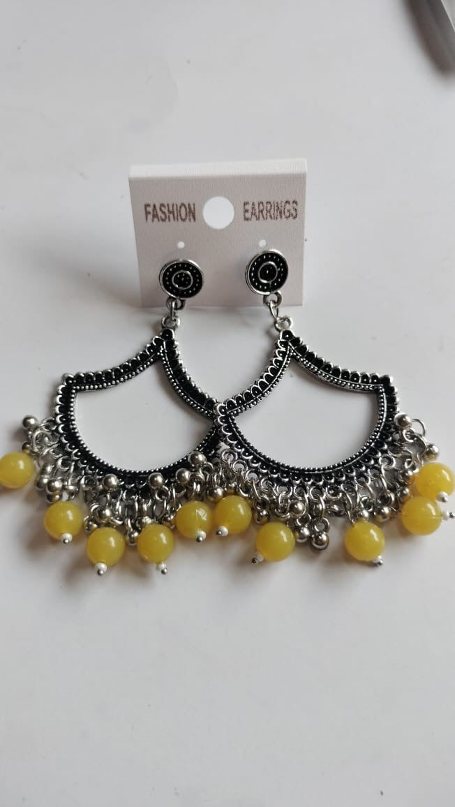 Silver Jhumka With Beads