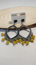 Silver Square Jhumka With Beads