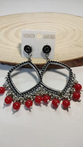 Silver Square Jhumka With Beads
