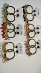 Golden Round Jhumka with Beads