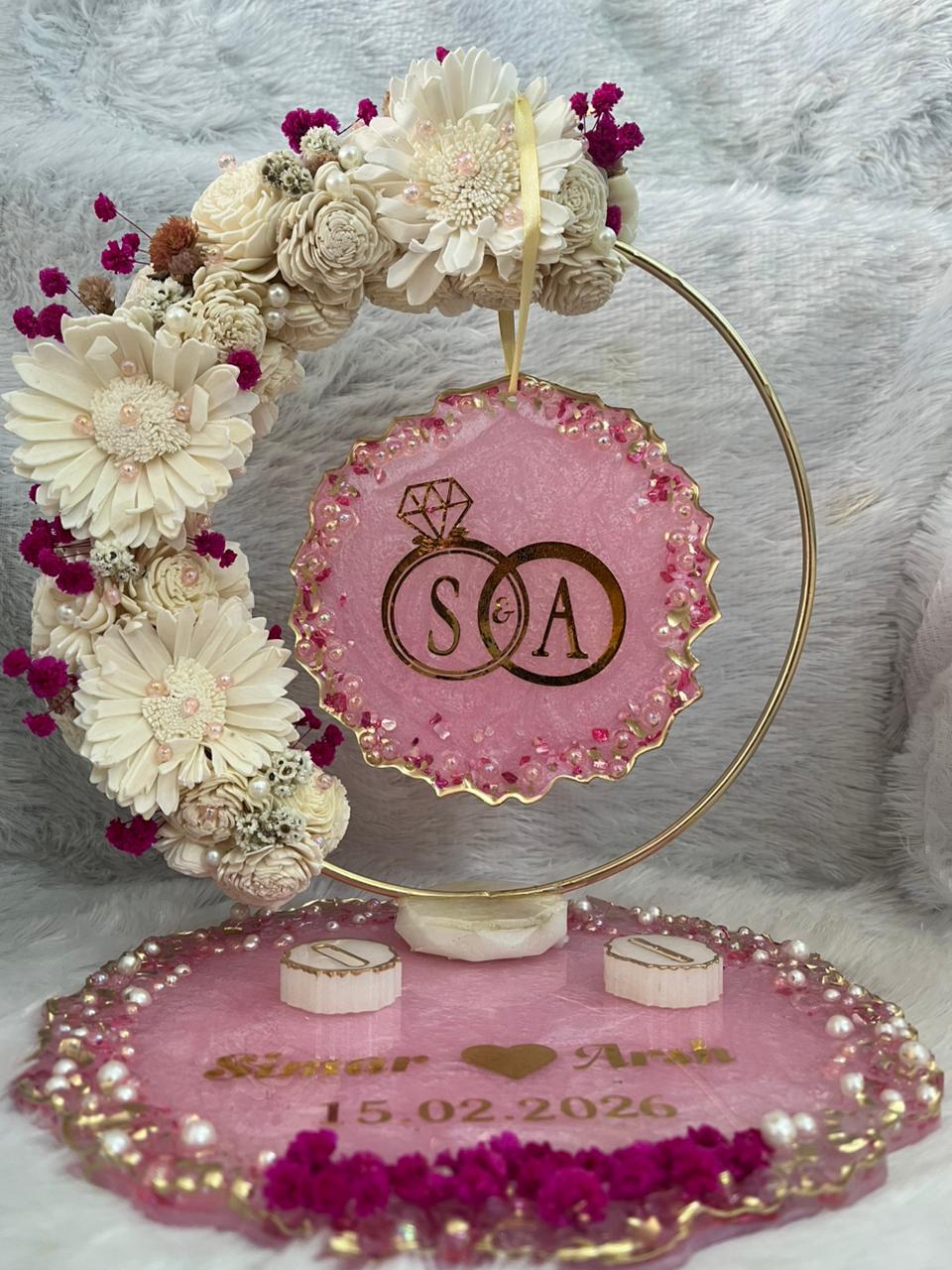 Personalized Floral Engagement Resin Frame