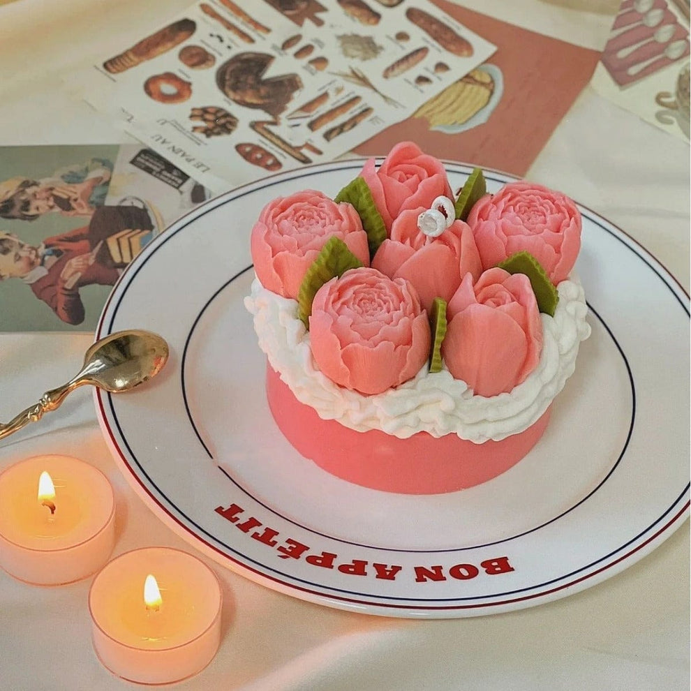 Close Rose Flower Candle Mould -[038]