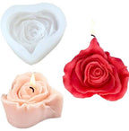 3D heart Shape Rose Flower Candle Mould