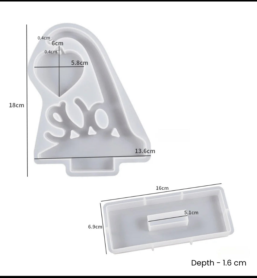 3D Love Heart Keychain Mould