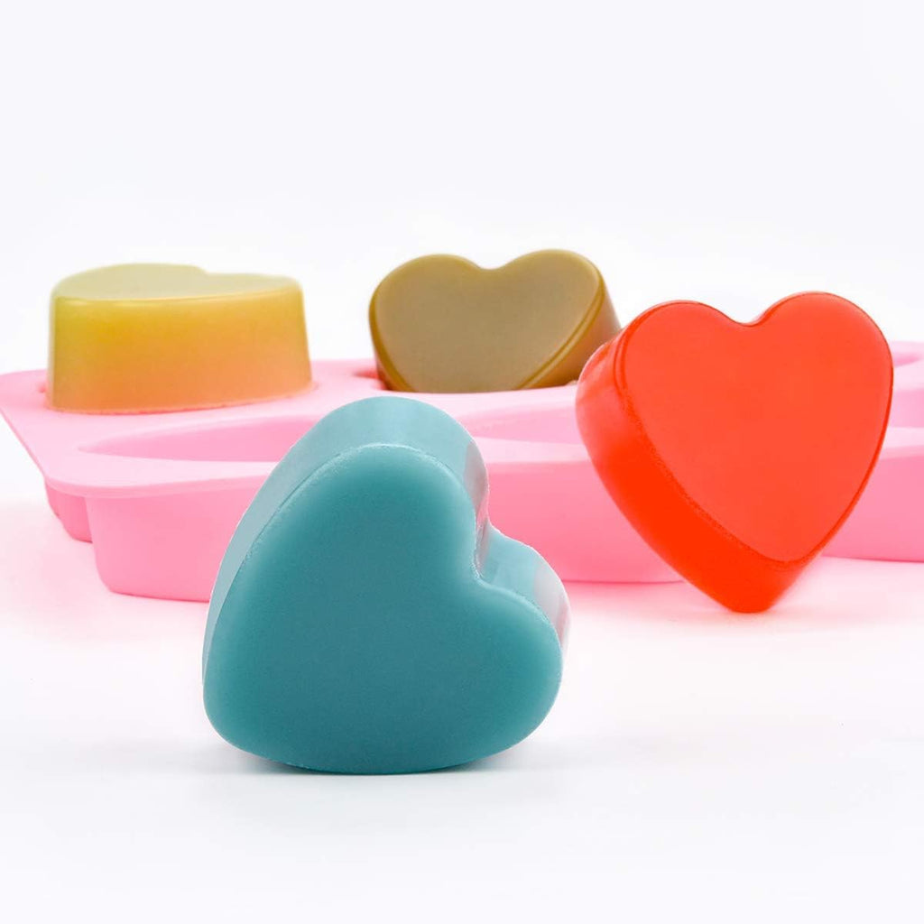 6 cavities heart mould