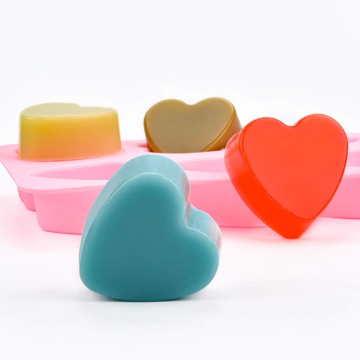 6 cavities heart mould