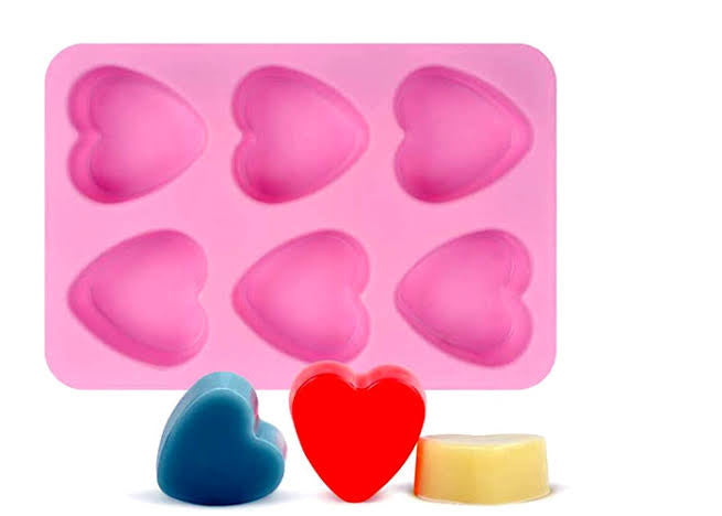 6 cavities heart mould