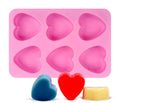 6 cavities heart mould