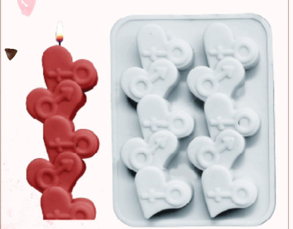 2 cavities heart candle mould
