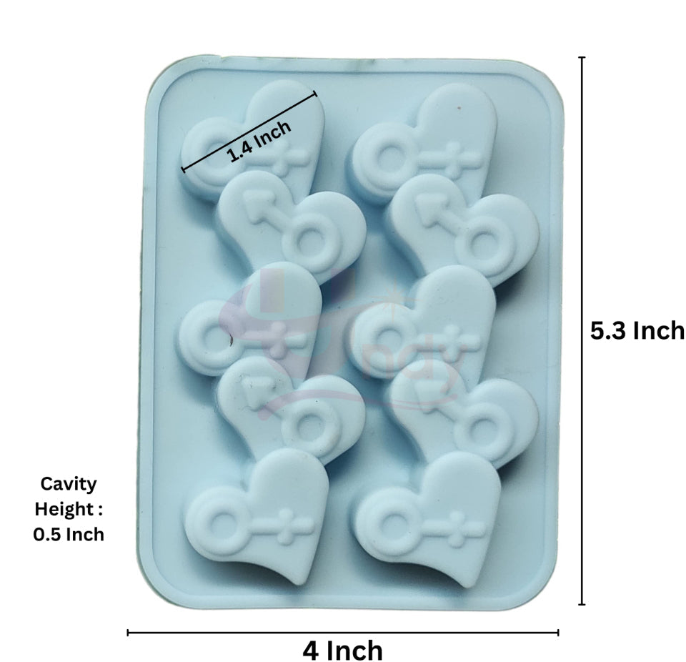 2 cavities heart candle mould