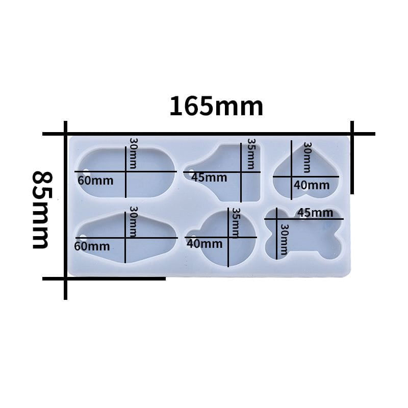 2 cavities bon tag or keychain mould