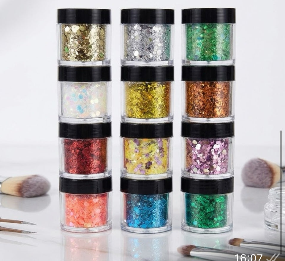 12 in 1 chunky holographic glitter set