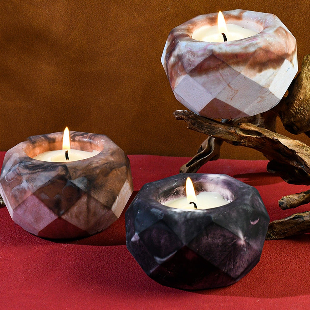 Round diamond cut t-light or candle mould