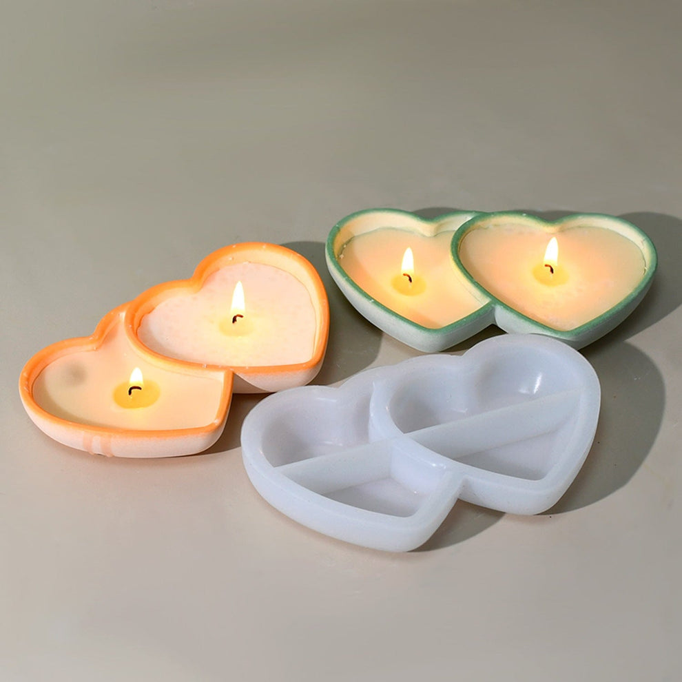 Double heart candle bowl mould