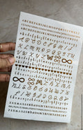 alphabet design Golden Embossed stickers