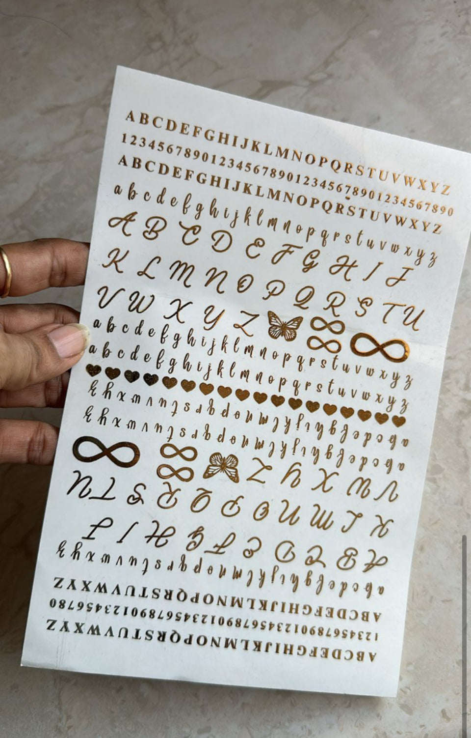 alphabet design Golden Embossed stickers