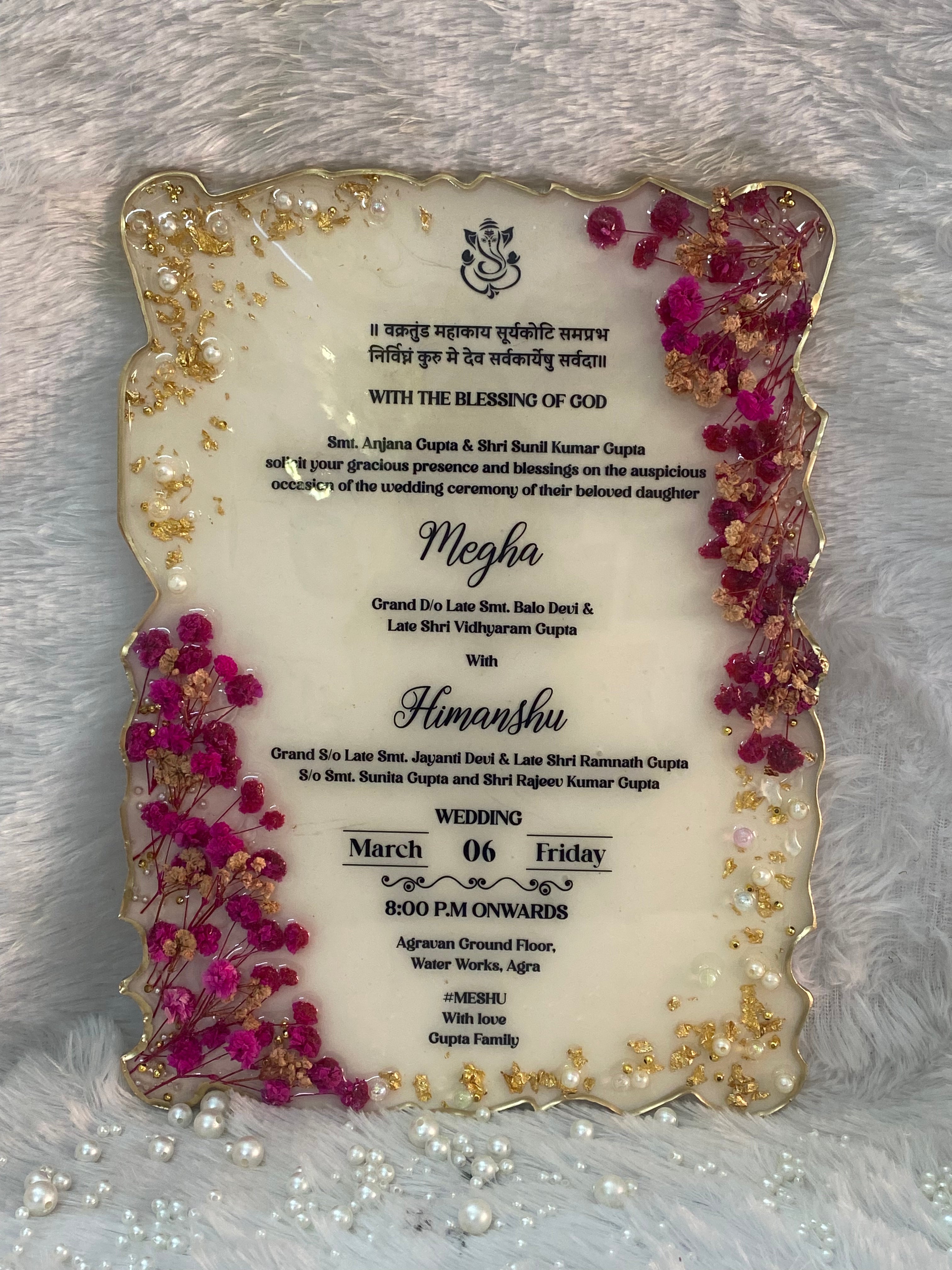 🌸 Floral Resin Wedding Invite | Custom Keepsake Invite