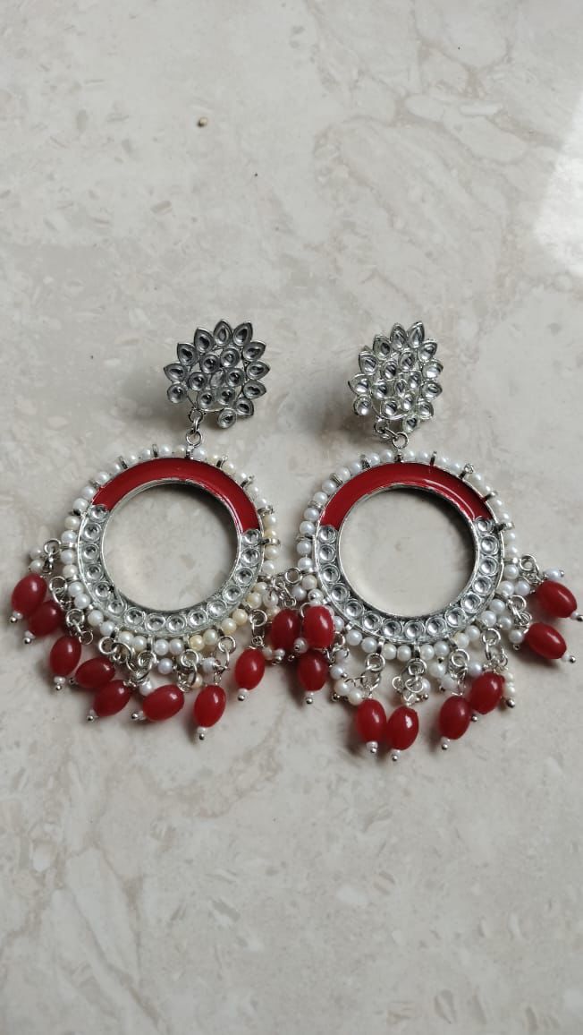 Red Chand Bali Jhumka