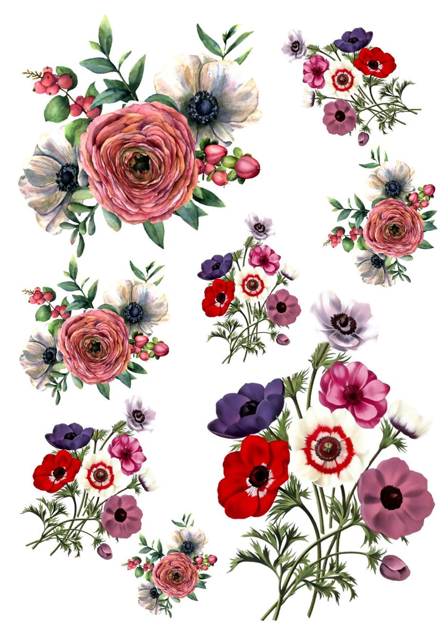 Vintage Watercolor Flowers Resin color sticker