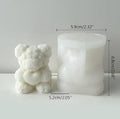 3D Teddy Bear With holding heart Candle Mould