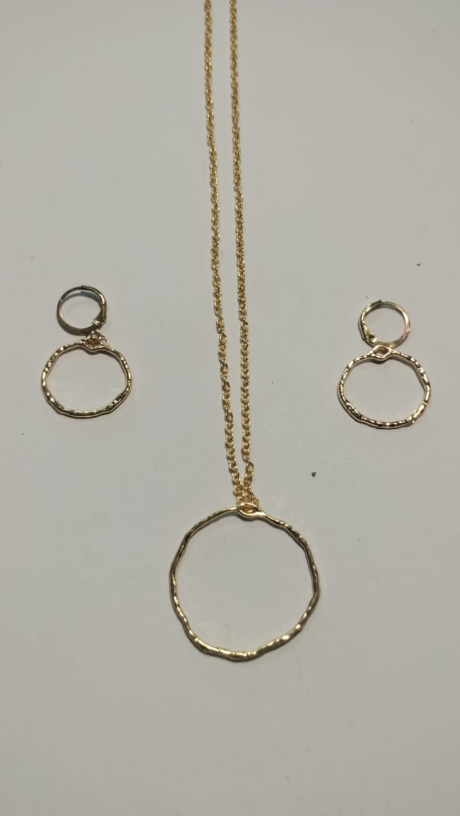 Earring Pendant Bezel Set Golden