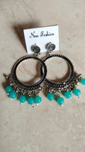 Silver Round Jhumka with Beads