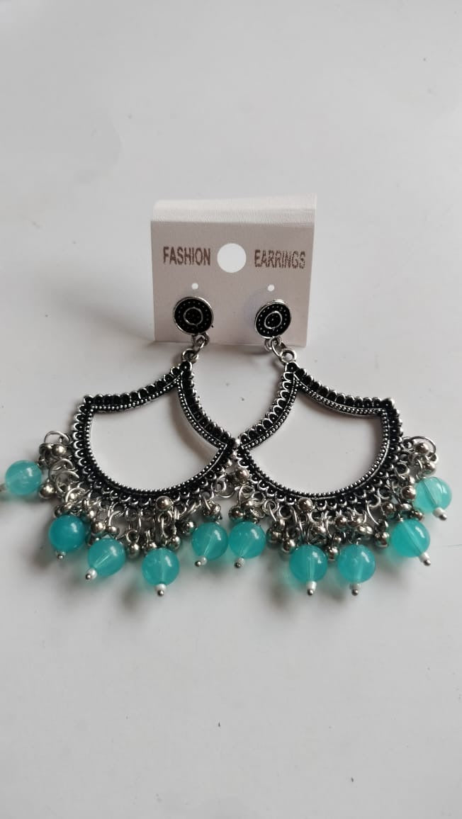 Silver Jhumka With Beads