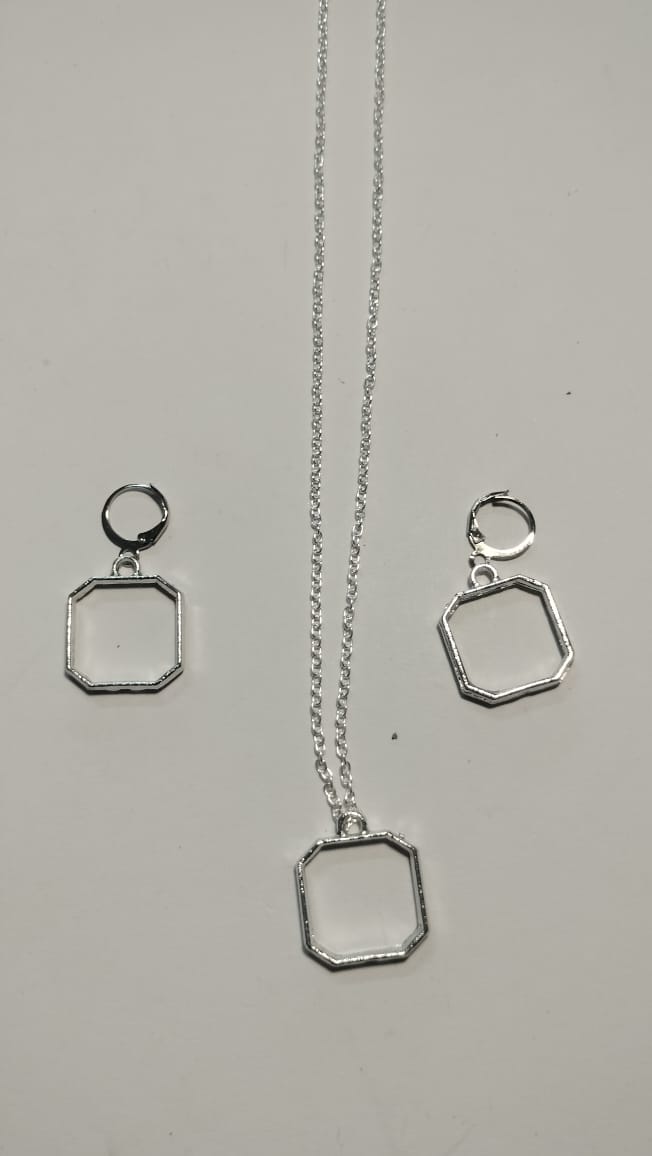 Earring Pendant Bezel Set silver