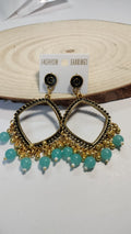 Golden Square Jhumka With Beads