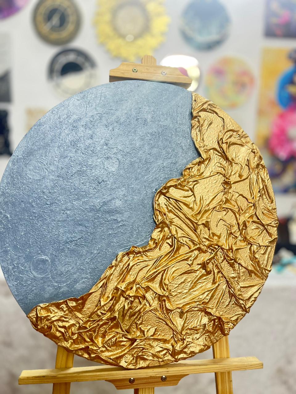 Golden Moon Textured Wall Art