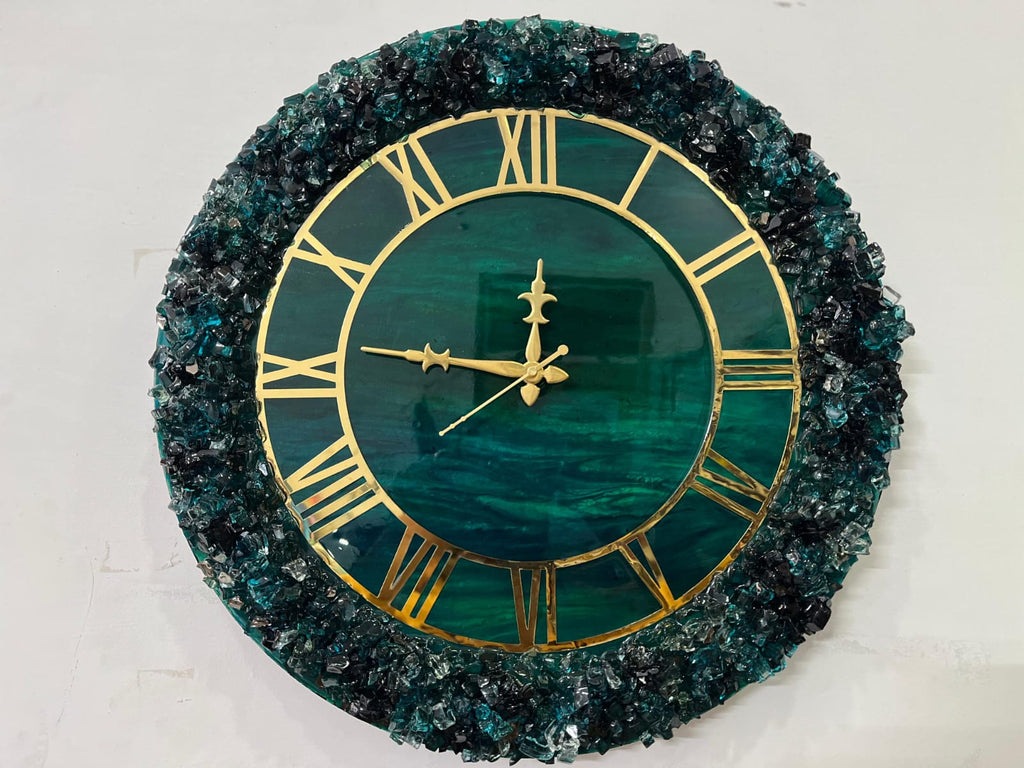Emerald Crystal Resin Wall Clock