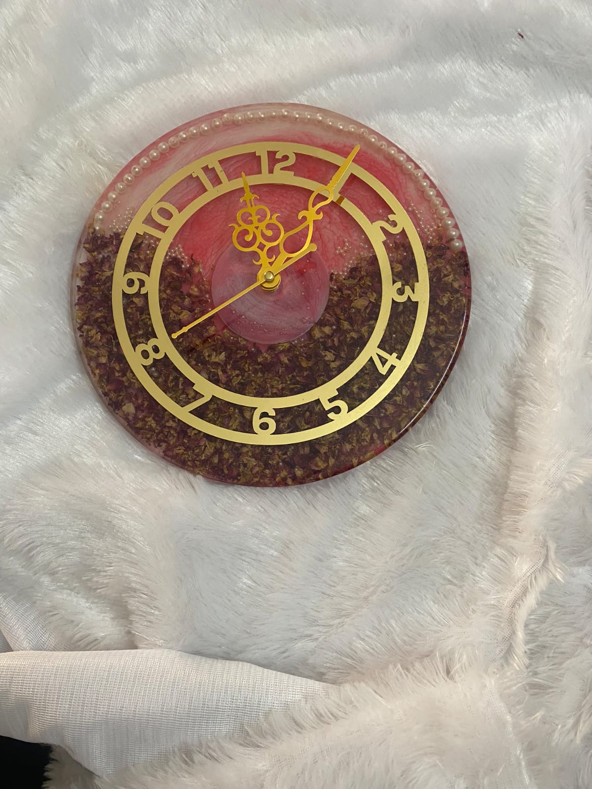 Rose Quartz Resin Wall Clock