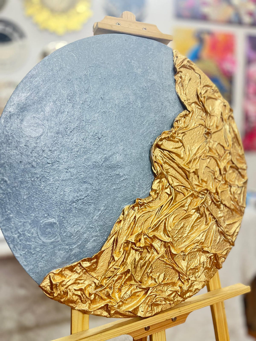 Golden Moon Textured Wall Art